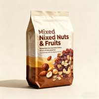 Sachet refermable à 8 soudures latérales imprimé flexo personnalisé, recyclable, de qualité alimentaire, résistant à l'humidité, pour noix, avec fond plat