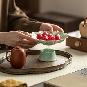 Guanlan <b>Ceramics</b> Flower Shape High Footed Fruit <b>Plate</b> Porcelain Tea Tray For Living Room Home Use Party Dessert Serving Dish - Product Image 3
