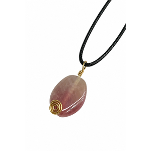 Kalung Liontin Batu Permata Berlapis Kawat dengan Spiral Emas, 6 Varietas Kristal, Tali Hitam, Perhiasan Boho - Product Image 3
