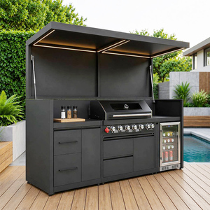 New Design Customized Remote Control Outdoor Kitchen Pod Camping/garden Waterproof Outdoor <strong>Bbq</strong> Kitchen Pod with <strong>Grill</strong> &amp; TV <strong>Rack</strong> - Product Image 1