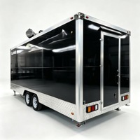 Nouvelle remorque alimentaire carrée en acier inoxydable noir, durable et résistante à la rouille, pour la vente ambulante et les startups alimentaires.