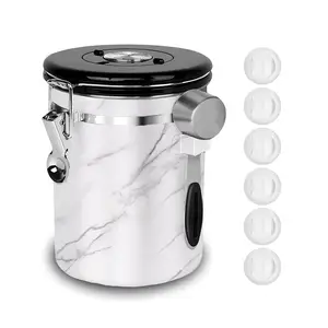 Stainless Steel Coffee Canister Airtight Kitchen Food Storage Container with Date Tracker and Scoop for Coffee Ground, Bean