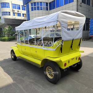 รถชมวิวไฟฟ้าสไตล์เรโทรสีเหลืองคลาสสิก ดีไซน์เปิดประทุน 5 ที่นั่ง ตกแต่งสีทอง - Product Image 5