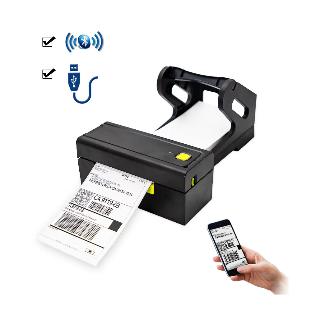 2023 Wholesale 110mm Thermal Shipping Label Printer Imprimantes Thermiques Barcode Sticker Blue-Tooth Barcode Printer Machine