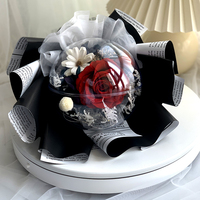 Bouquet de roses éternelles préservées, arrangement de fleurs séchées dans une boule acrylique ronde, fait main, cadeau pour mariage, anniversaire