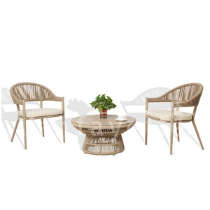 Sillas de Ratán Morticia y Mesa de Centro, Silla de Ratán Decorativa, Juego de 2 Sillas de Patio para Exteriores - Product Image 1