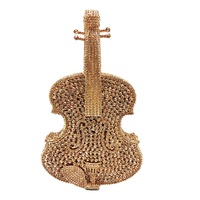 Pochette de soirée fantaisie pour femme en forme de violon, ornée de cristaux et de pierres précieuses brillantes, idéale pour les concerts et les soirées dansantes