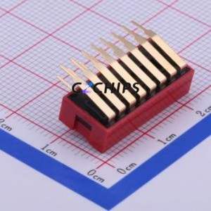 DA-08 DIP Switch Through hole Component (THT) Switch Flat Toggle, Raised Type Single Pole Single Throw 8 PC Pin - Product Image 2