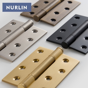 Nurlin Rắn Đồng 4 inch mịn nội thất cửa bản lề vàng cổ Đồng Đen mờ Niken chải tùy chọn - Product Image 1