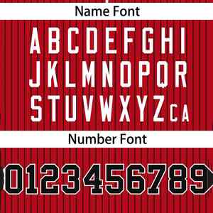 Maßgeschneidertes rot-schwarz gestreiftes, modisches, authentisches Softball-Trikot mit zwei Knöpfen - Product Image 3