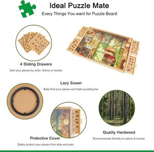ALL4JIG Tavolo Girevole per Puzzle con 500 <span class=keywords><strong>Pezzi</strong></span>, <span class=keywords><strong>4</strong></span> Cassetti, Copertura 25x34, Tavolo Portatile in Legno per Puzzle, Certificato BSCI - Product Image 4