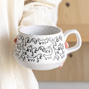 Commercio all'ingrosso retrò fatto a mano in porcellana bianca argilla gatto cane in ceramica goffrato tazza da tè eco-friendly Tazas De Cafe - Product Image 1