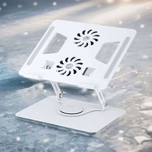 Support pour ordinateur portable réglable en métal, rotation à 360 degrés, support de refroidissement pour ordinateur portable, support pliable pour ordinateur portable, hauteur réglable avec ventilateurs intégrés USB - Product Image 1