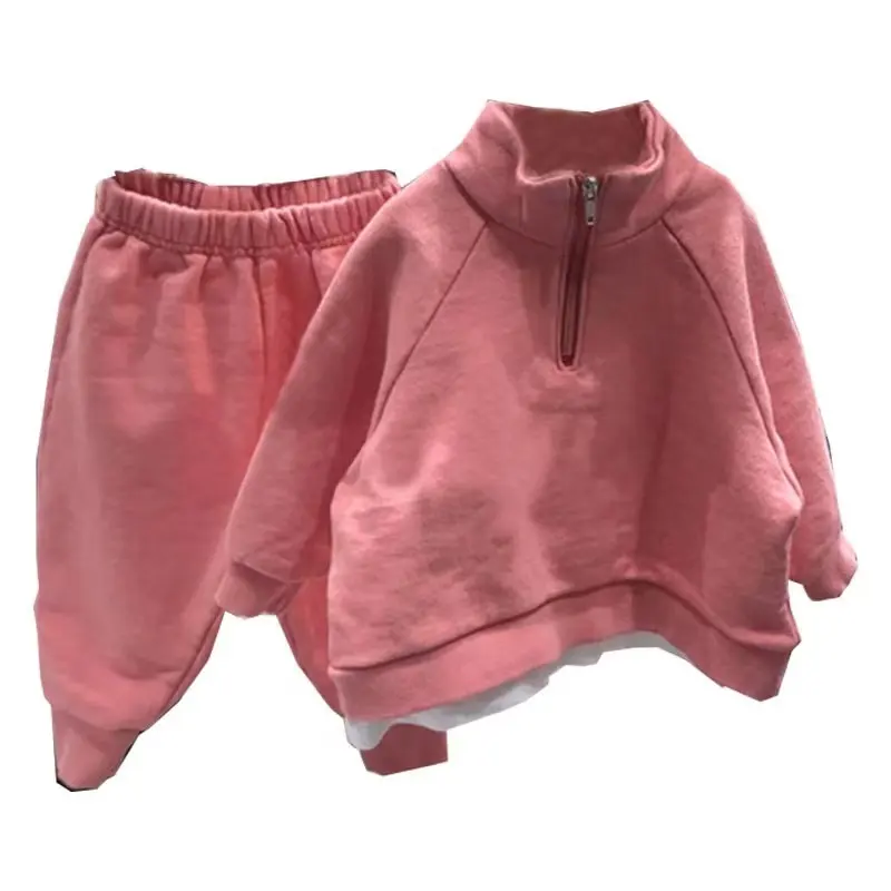 JKFS Children Track Sets Boutique Quality French Terry Hoodies Pants 2pcs Outfits Plain Sports Casual Winter Kids Tracksuit