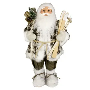 Santa Decor 60 Cm Christmas Decoration Santa Claus Figure Doll Skis Present Bag Ornaments Party Supplies Holiday Items Wholesale For Home