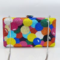 Nouvelle Pochette de Soirée Transfrontalière en Cuir Véritable avec Strass Effet Arc-en-ciel, Style Européen-Américain, pour Banquet, pour Femme