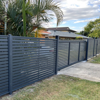 Valla de Aluminio con Láminas Verticales de 6x6 pies (1.8x2m) para Jardín Residencial, Panel de Privacidad Metálico Moderno para Patio Delantero de Villa