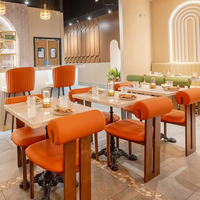 Nouvelle conception de table et de chaises pour café-restaurant, ensembles de meubles de restaurant en cuir, tables et chaises de salle à manger