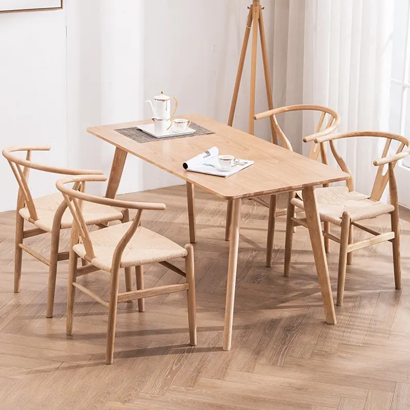 Dining Room Furniture Antique Style Solid Beech Wood Y Silla Wishbone Chair Fork Bone Bar Hans Wegner Chair
