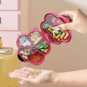 Boîte à pilules portable mini de voyage pour médicaments et vitamines, organisateur à 6 compartiments, boîte à pilules décorative en plastique, étui à pilules, pochette de sac à main - Product Image 5