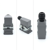 Prise industrielle rectangulaire en aluminium robuste IP65, 16 broches, 16A, 230V, à entrée latérale avec capot et double levier
