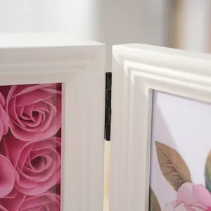 Kỷ Niệm Ngày cưới Bảng hình dạng cuốn sách thăng hoa MDF gấp bản lề plexiglass khung ảnh bằng gỗ cho hai hình ảnh - Product Image 1