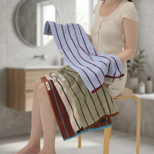 Toalla Facial de Rayas Teñidas en Hilo, Suave y Cómoda, 100% Algodón, Ecológica, Absorbente, Agradable para la Piel, para Baño y Hogar, con Logotipo Personalizado - Product Image 3