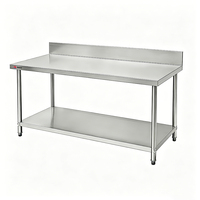Table de travail de cuisine sur mesure en acier inoxydable 304, table de préparation alimentaire, table de préparation industrielle robuste, plan de travail commercial en acier inoxydable