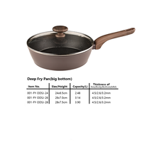 Poêle à frire profonde en aluminium forgé antiadhésive avec couvercle, fond large, poêle à frire et sauteuse, marmite à soupe, compatible induction, sans PFOA