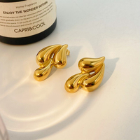 Boucles d'oreilles populaires pour femmes joyas de acero inoxidable al por mayor Boucles d'oreilles à trois gouttelettes en acier inoxydable or 18 carats