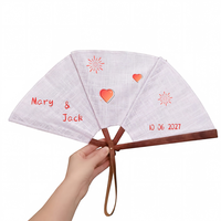 Kipas Kain Spanyol Lima Tulang Empat Motif, Permukaan Dapat Dihiasi Bordir, Kipas Tangan Satu Sisi, Souvenir Pernikahan untuk Tamu