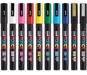 Uni Poscas Marker Pens Set, 0.7MM Extra Fine Point Plumones acrylic  rotulador permanente PC-1M POP Poster Graffiti Art Paint Pen