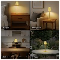 Lampe de table LED rechargeable en métal, commande tactile, 3 couleurs, gradation progressive, sans fil