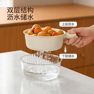 FaSoLa Double Layer Drain Basket Mini Green Dishwasher Safe Fruit Washing Tool Kitchen Vegetable Strainer - Product Image 2