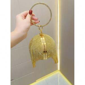 Herzförmige Clutch Strass Abendtaschen für Damen Frauen Abschlussball Gold Kristall Handtasche - Product Image 4