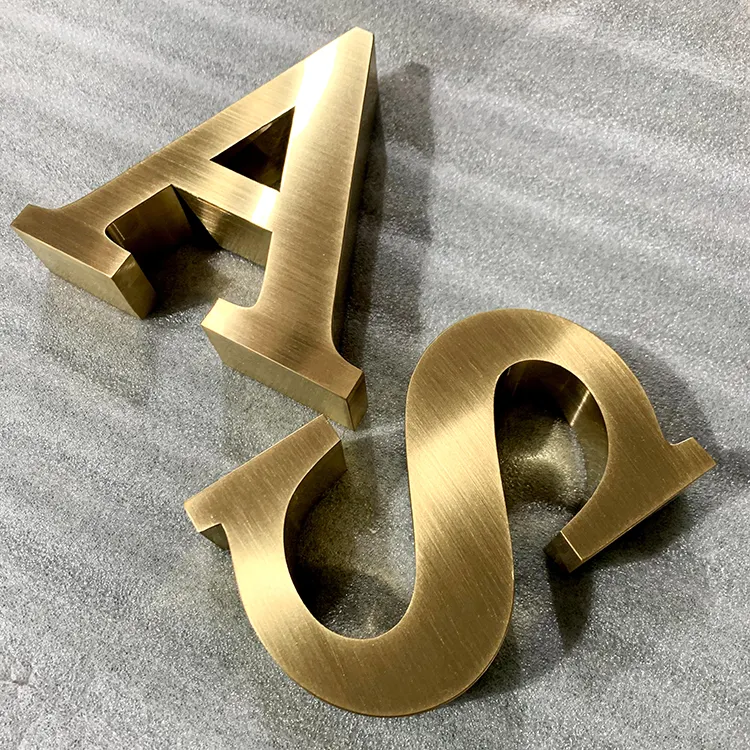 As letras cortadas de metal não iluminadas assinam letras pequenas personalizadas 3D não-luminosas logotipo publicitário personalizado personalizado