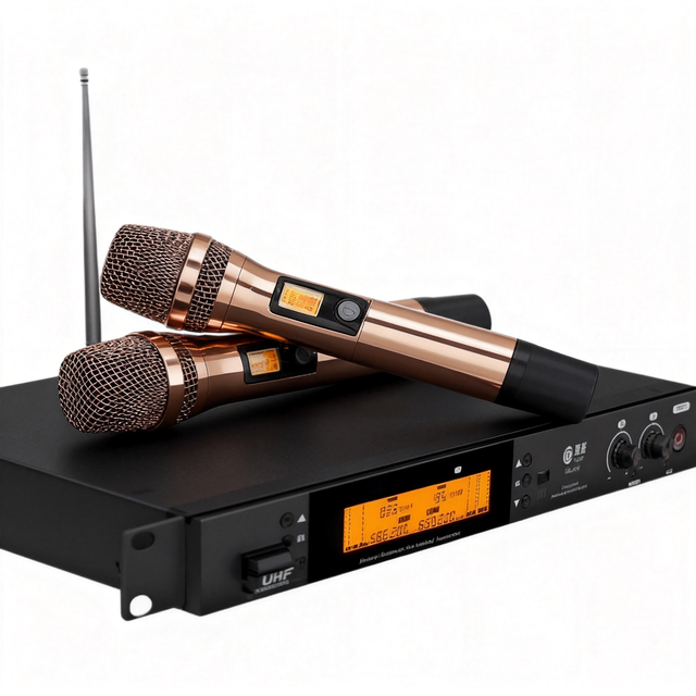 MA-433 UHF Wireless Microphone System 2 Channel Auto Mute Handheld Mic Cardioid Metal Anti Interference Digital Pilot KTV
