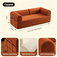 Modulares Zweisitzer-Schlafsofa mit Stoffbezug, 65D Schaumstoff, Hochdichter Schaum, Edelstahlrahmen, 4 Größenoptionen für Wohnzimmer