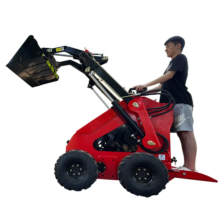 Mini Skid Stuur Loader Tuin Kleine Multifunctionele Slip Loader Benzine Stand-On Compacte Crawler Voor Gebruik Binnenshuis