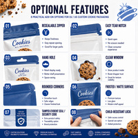 Sachets personnalisés imprimés pour biscuits, pochettes verticales refermables en plastique de qualité alimentaire avec fermeture éclair pour biscuits et snacks, vente au détail, OEM