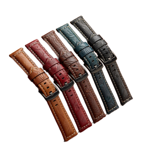 Genuine Cow Leather Watch <b>Strap</b> Unique Retro Oil Waxed Embossed Design Soft Band 20 22 24 26MM for Smartwatches - Product Image 1