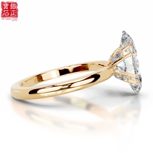 925 纯银镀金莫桑石 5 克拉榄尖形切割双爪镶嵌高级珠宝女士结婚戒指 REACH - Product Image 2