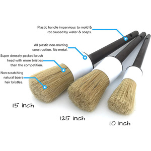 Brosse de lavage de voiture NIKO avec manche en plastique, brosse de nettoyage ronde à poils pour voiture, ensemble de brosses de détaillage automobile - Product Image 2