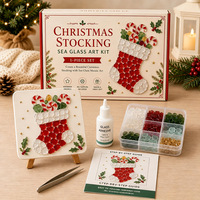 Kit d'art DIY en mosaïque de verre marin pour Noël, ensemble de loisirs créatifs de Noël, carreaux de verre océanique en gros avec fournitures complètes, ornement de Noël