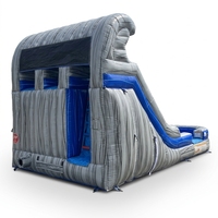 Toboggan gonflable double piste en PVC de 15 pieds, pour utilisation humide et sèche, avec installation facile