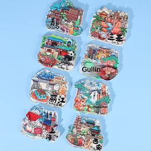 Aimants de réfrigérateur de ville touristique chinoise, souvenirs de lieux emblématiques de Pékin et de Shanghai, autocollants magnétiques en résine 3D de dessins animés, souvenirs de sites touristiques chinois - Product Image 1
