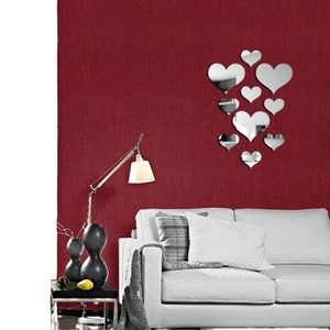 Decorazioni per la casa in acrilico <span class=keywords><strong>adesivi</strong></span> <span class=keywords><strong>murali</strong></span> <span class=keywords><strong>amore</strong></span> decorazione sfondo riflettente 3D a forma di cuore per l'interior Design - Product Image 5