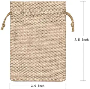 On Stock Plain Organic Jute Pouch Linen Bag Small Reusable Hemp Drawstring Bags Jewelry Bags Gift Pouches