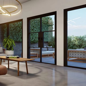 NOCO Europe Standard 72X81 Pouces Modèles Grill Design Aluminium Porte d'entrée à battant français avec poignée et serrure - Product Image 1