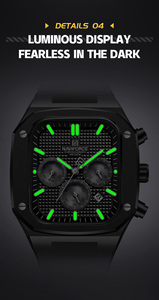 Relojes de Pulsera de Cuarzo NAVIFORCE 8037 <span class=keywords><strong>BBB</strong></span> Totalmente Negros con Esfera Grande y Tres Agujas Pequeñas para Hombre, Relojes de Lujo con Tres Agujas Pequeñas - Product Image 4